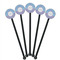 Purple Damask & Dots Black Plastic 5.5" Stir Stick - Round - Fan View