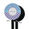 Purple Damask & Dots Black Plastic 5.5" Stir Stick - Single Sided - Round - Front & Back
