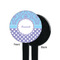 Purple Damask & Dots Black Plastic 7" Stir Stick - Single Sided - Round - Front & Back