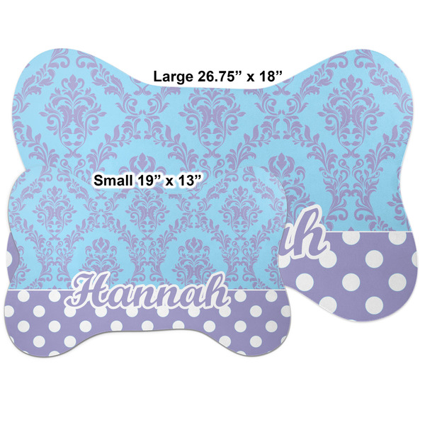 Purple Damask & Dots Bone Shaped Mat Comparison