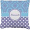 Purple Damask & Dots Burlap Pillow 16"