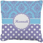 Purple Damask & Dots Faux-Linen Throw Pillow 18" (Personalized)