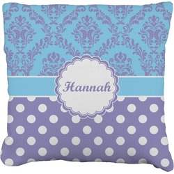 Purple Damask & Dots Faux-Linen Throw Pillow 20" (Personalized)