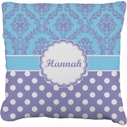 Purple Damask & Dots Faux-Linen Throw Pillow 26" (Personalized)