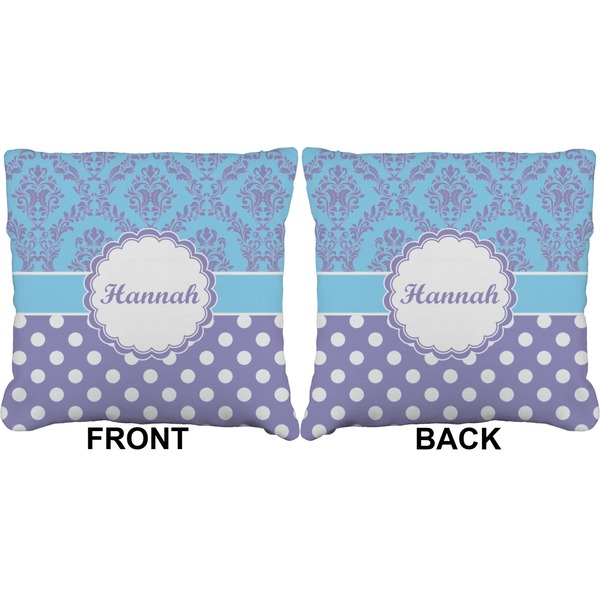 Purple Damask & Dots Burlap Pillow Approval