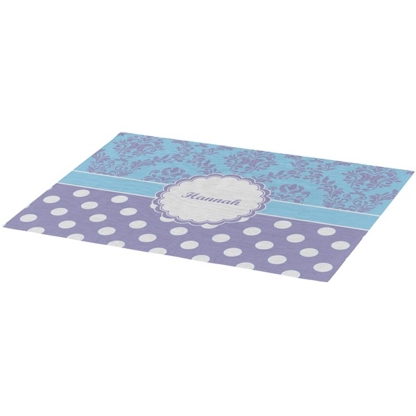 Purple Damask & Dots Burlap Placemat (Angle View)