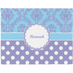 Purple Damask & Dots Woven Fabric Placemat - Twill w/ Name or Text