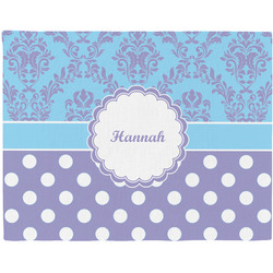 Purple Damask & Dots Woven Fabric Placemat - Twill w/ Name or Text