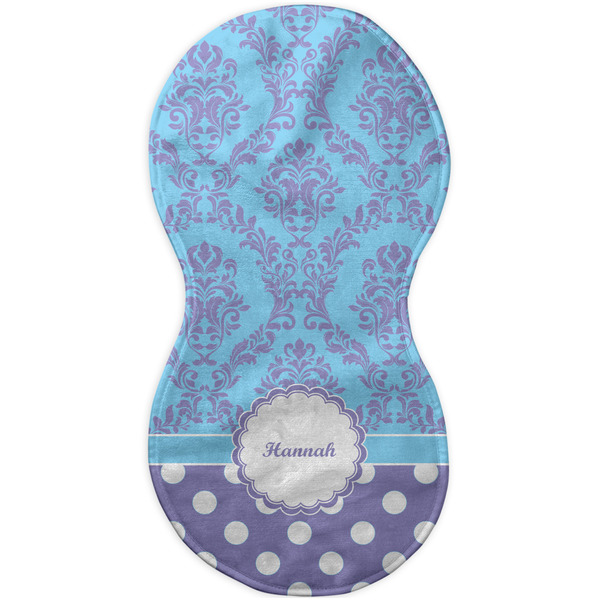 Purple Damask & Dots Burp Peanut Shaped Flat