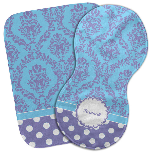 Custom Purple Damask & Dots Burp Cloth (Personalized)
