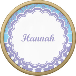 Purple Damask & Dots Cabinet Knob - Gold (Personalized)