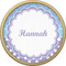 Purple Damask & Dots Cabinet Knob - Gold - Front