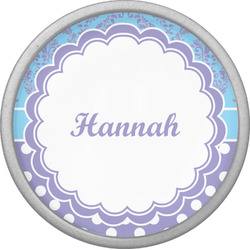 Purple Damask & Dots Cabinet Knob (Silver) (Personalized)