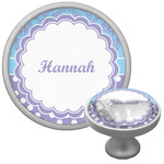 Purple Damask & Dots Cabinet Knob (Silver) (Personalized)