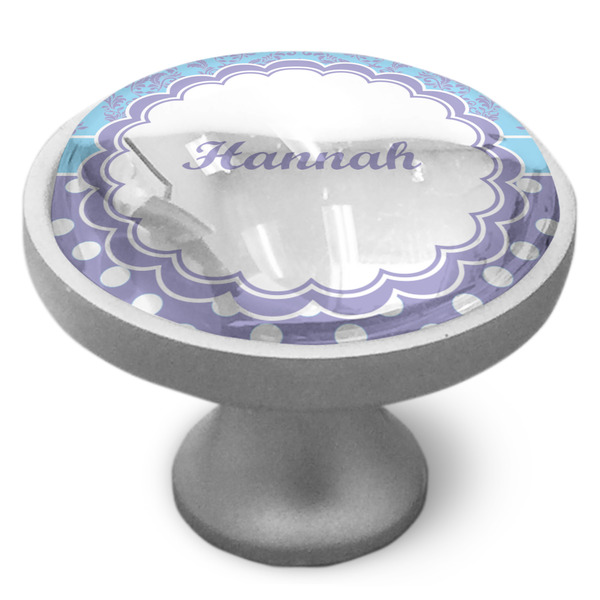 Custom Purple Damask & Dots Cabinet Knob (Personalized)