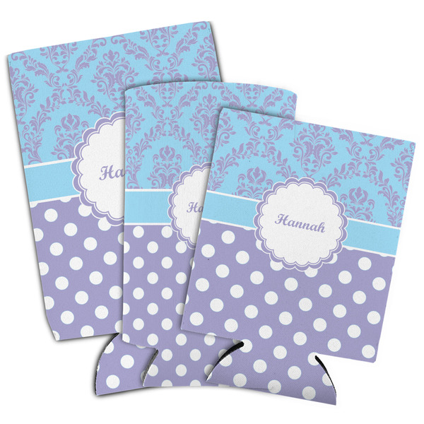 Purple Damask & Dots Can Coolers - PARENT/MAIN