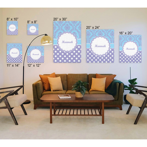 Purple Damask & Dots Canvas Prints - Multiple Sizes