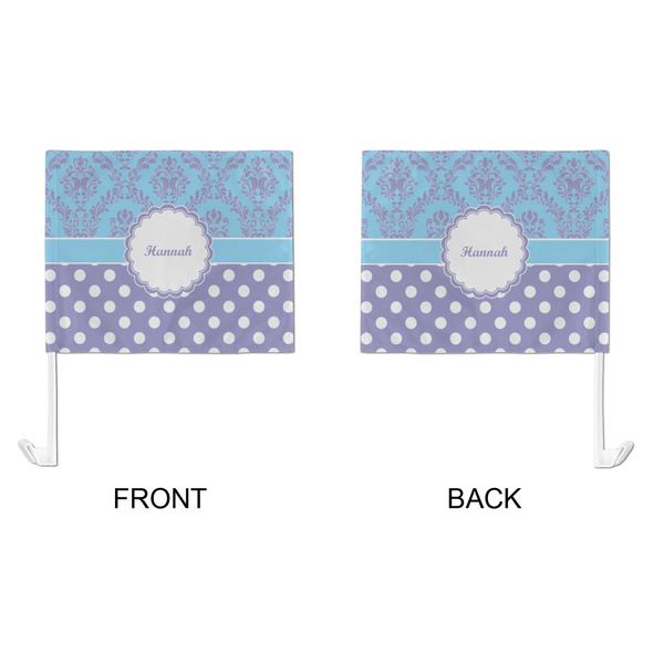 Purple Damask & Dots Car Flag - Large - APPROVAL