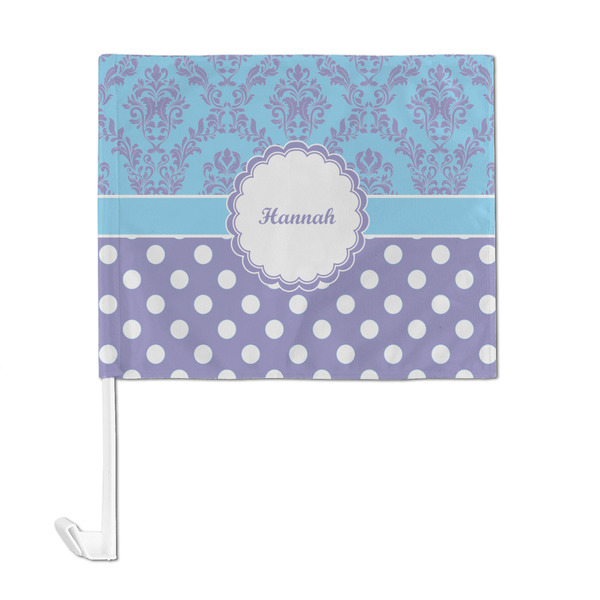 Purple Damask & Dots Car Flag - Large - FRONT