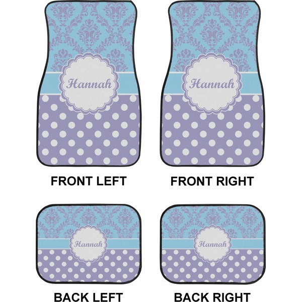 Purple Damask & Dots Car Floor Mats Set (2F + 2B)