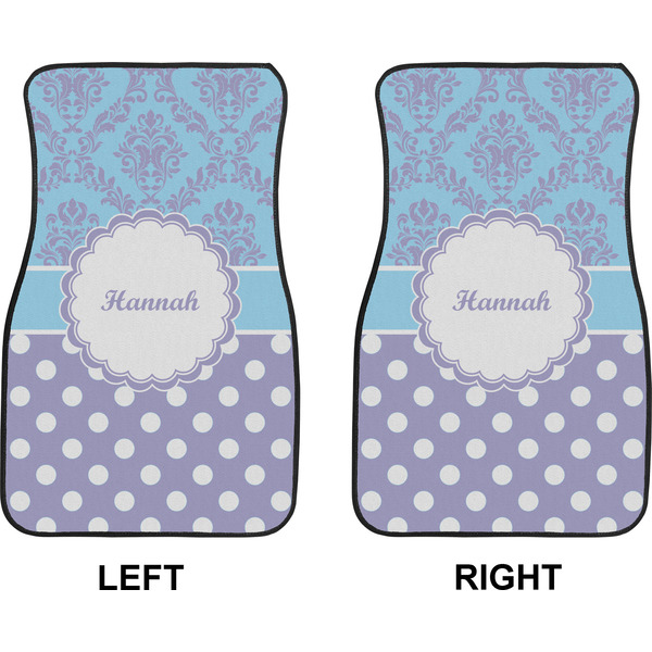 Purple Damask & Dots Car Mat Front - Approval
