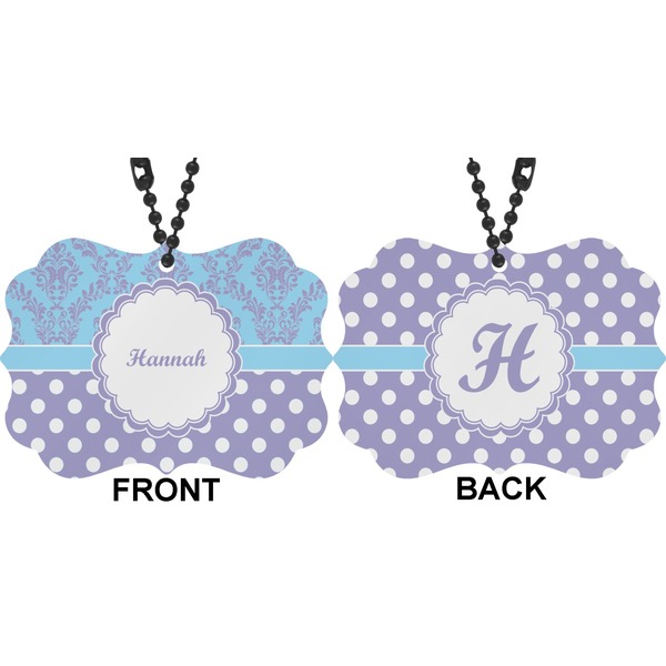 Purple Damask & Dots Car Ornament (Approval)