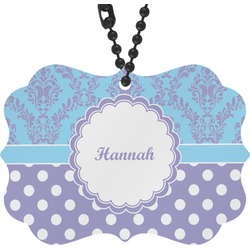 Purple Damask & Dots Rear View Mirror Charm (Personalized)