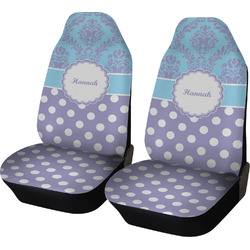 Purple Damask & Dots Car Seat Covers (Set of Two) (Personalized)