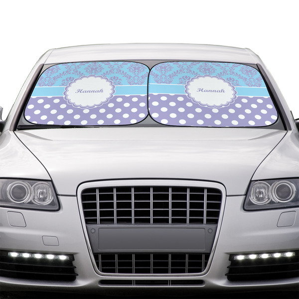 Purple Damask & Dots Car Sun Shades - IN CONTEXT
