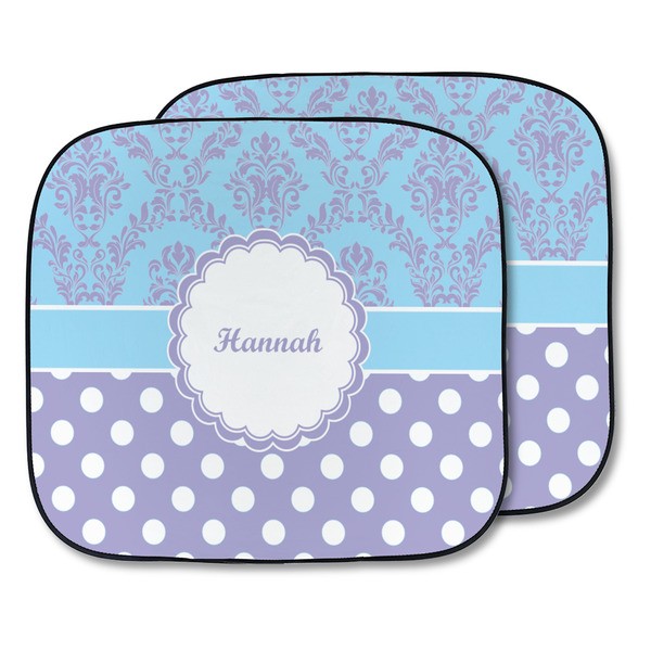 Custom Purple Damask & Dots Car Sun Shade - Two Piece (Personalized)