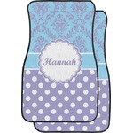 Purple Damask & Dots Car Floor Mats (Front Seat) (Personalized)