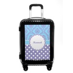 Purple Damask & Dots Carry On Hard Shell Suitcase (Personalized)
