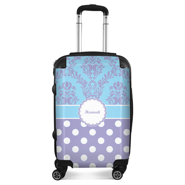 Custom Purple Damask & Dots Suitcase (Personalized)