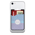 Purple Damask & Dots 2-in-1 Cell Phone Credit Card Holder & Screen Cleaner (Personalized)