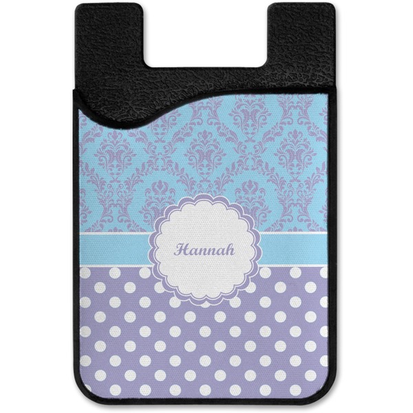 Purple Damask & Dots Cell Phone Credit Card Holder