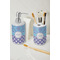 Purple Damask & Dots Ceramic Bathroom Accessories - LIFESTYLE (toothbrush holder & soap dispenser)