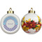 Purple Damask & Dots Ceramic Christmas Ornament - Poinsettias (APPROVAL)