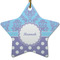 Purple Damask & Dots Ceramic Flat Ornament - Star (Front)