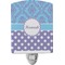 Purple Damask & Dots Ceramic Night Light (Personalized)