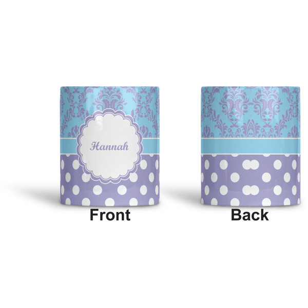 Purple Damask & Dots Ceramic Pen Holder - Apvl