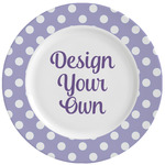 Purple Damask & Dots Ceramic Dinner Plates (Set of 4) (Personalized)