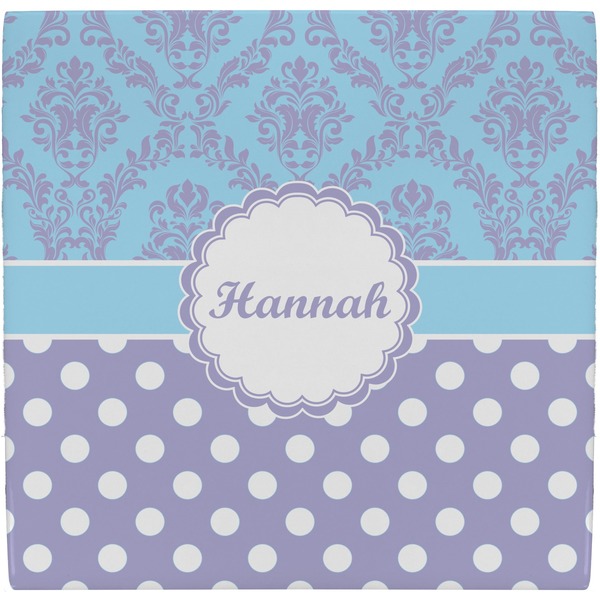 Custom Purple Damask & Dots Ceramic Tile Hot Pad (Personalized)