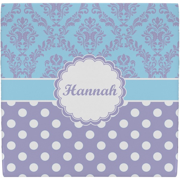 Custom Purple Damask & Dots Ceramic Tile Hot Pad (Personalized)