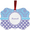 Purple Damask & Dots Metal Frame Ornament - Double Sided w/ Name or Text