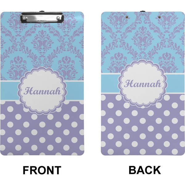 Purple Damask & Dots Clipboard (Legal) (Front + Back)