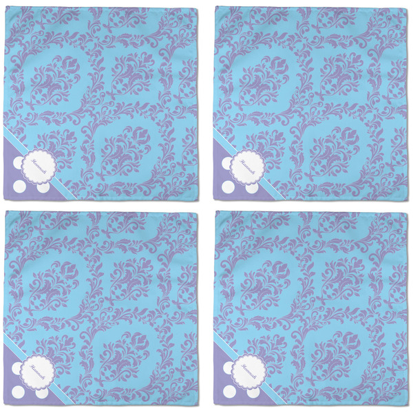Purple Damask & Dots Cloth Napkins - Personalized Dinner (APPROVAL) Set of 4