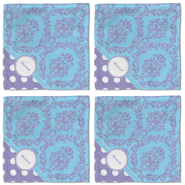 Purple Damask & Dots Cloth Napkins - Personalized Lunch (APPROVAL) Set of 4