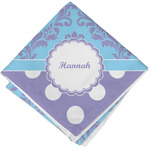 Purple Damask & Dots Cloth Napkin w/ Name or Text
