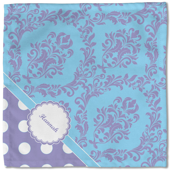 Purple Damask & Dots Cloth Napkins - Personalized Lunch (Single Full Open)