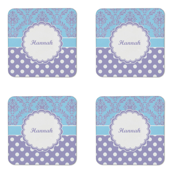 Purple Damask & Dots Coaster Set - APPROVAL